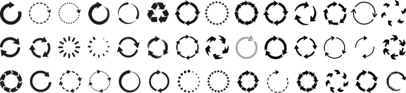 Circular Arrow and Loading Loop Icon Mega Collection for Refresh, Sync, Recycling, UI/UX and Infographic Design