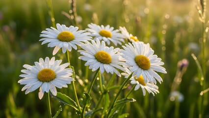 Fototapeta premium Close up of daisies in a field