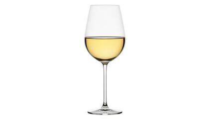 Isolated wine glass with yellow liquid inside, perfect for wine or cocktail recipes