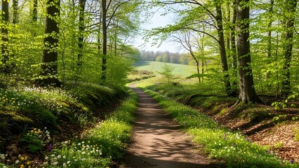 Fototapeta premium Forest path sunlight nature