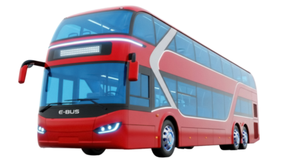 Isolated Red Electric Double-Decker Bus a Sustainable Urban Mobility Solution for Public Transit
