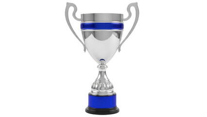 Isolated Silver and Blue Trophy Award Success Symbol Celebration Victory Achievement Win