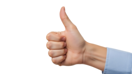 Isolated hand gesture giving thumbs up sign for approval, success, agreement, or positive feedback