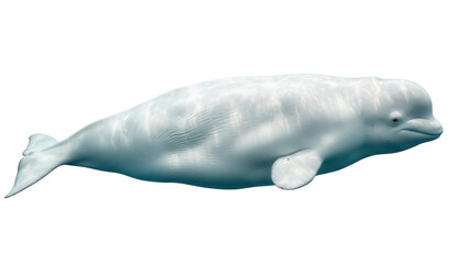 Fototapeta premium Isolated Beluga whale underwater swimming with beautiful details showing light and colors