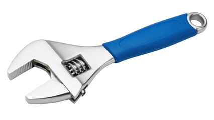 Isolated adjustable wrench on neutral backdrop offers leverage tool for mechanical work