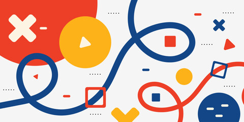 Abstract bright banner pattern background with geometric shapes element concept design. Trendy and colorful pattern style.