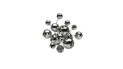 Silver molecule structure with glowing yellow lights