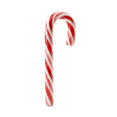 Traditional Christmas candy cane striped red and white isolated.