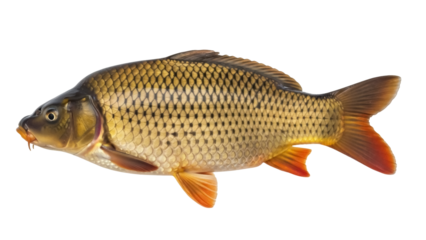 Isolated Carp Freshwater Fish, Close-Up View, Underwater Aquatic Life, River Lake Fish