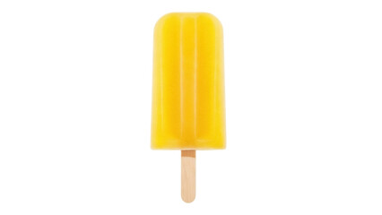 Isolated tropical fruit popsicle on a stick, yellow refreshing summer dessert treat or snack