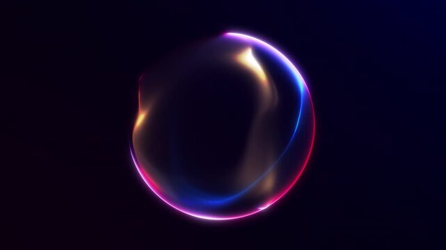Minimal multicolored liquid gradient sphere softly glowing in dark space. Abstract futuristic energy orb with smooth elegant motion. Seamless 4K 60fps loop for modern design.