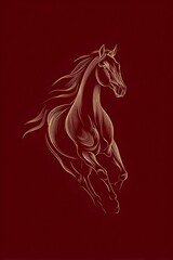 Golden Gallop Majestic Horse Line Art
