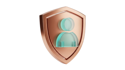 Isolated user icon inside a shield for protection, security, and privacy concept