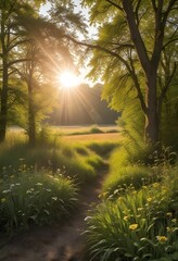 Beautiful Nature trees at sunset