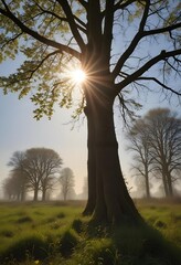 Beautiful Nature trees at sunset