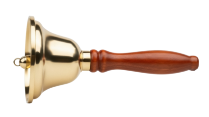 Isolated hand bell for ringing, school, celebration, notification, holiday or education