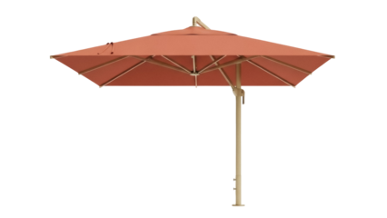 Isolated Orange Square Patio Umbrella Outdoors for Shade and Summer Relaxing Time