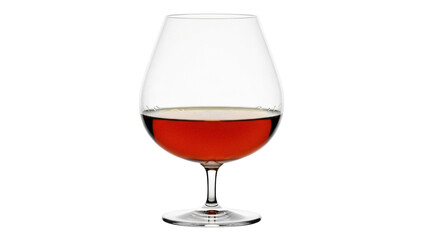 Isolated glass of cognac filled with strong alcoholic drink to the rim full measure