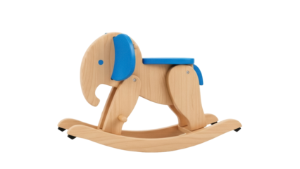 Isolated Wooden Elephant Rocking Horse Toy, Toddler Ride-On, Child’s Nursery Decoration