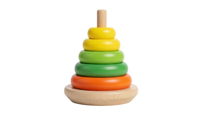 Isolated wooden stacking ring toy, preschool educational game for motor skill development