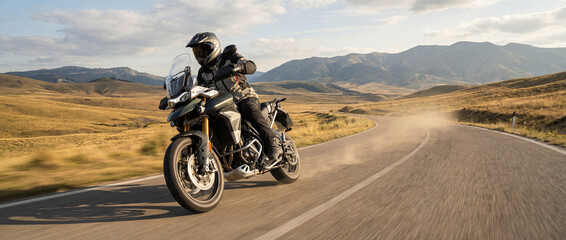 Motorbike Traveling on Open Road