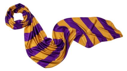 Isolated Scarf, Silky Shawl Accessory, Striped, Purple and Gold Team Colors, Stylish Fashion