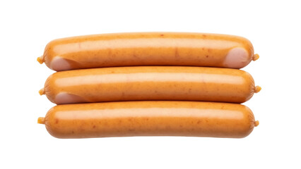 Isolated Stack of Three Uncooked Wieners Ready for Grilling and Meal Preparation at a Barbecue