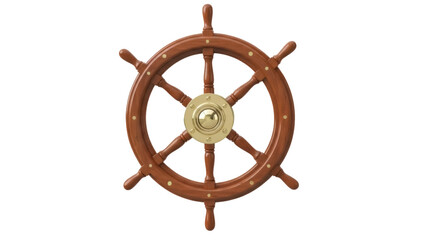 Isolated nautical steering wheel, captain's wheel for boat or ship controls, navigation © Maria