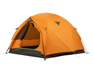 Isolated Orange Waterproof Tent for Camping and Outdoor Activities, Cutout No Background