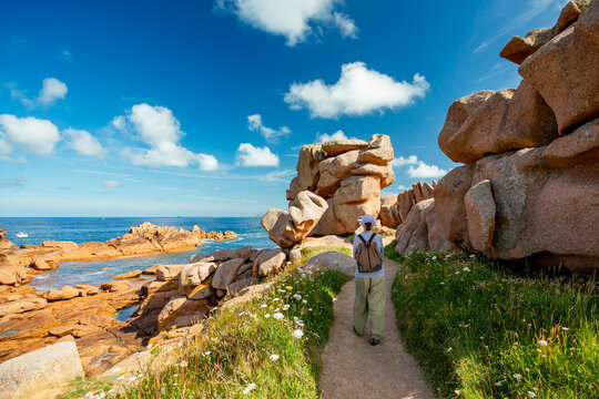 Pink granite coast in Ploumanac'h, France	