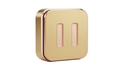 Isolated Golden square pause button, a concept representing stopping, break, suspend or waiting
