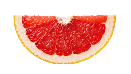 Isolated slice of grapefruit fruit, cut half, inside red, pink, citrus food for refreshment
