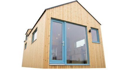 Isolated Scandinavian home, modern architecture, ecological house, sustainable building