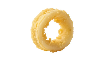 Isolated battered onion ring with crispy coating and round shape for appetizer and snack