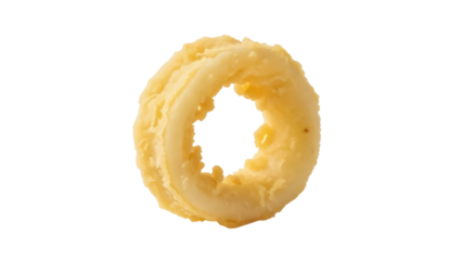 Isolated battered onion ring with crispy coating and round shape for appetizer and snack