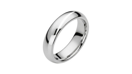 Polished Silver Band Ring Against Black Background