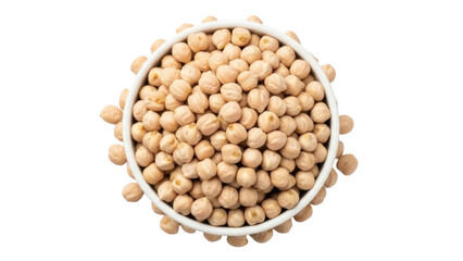 Isolated bowl of raw chickpeas, also known as garbanzo beans, a healthy dry legume food source