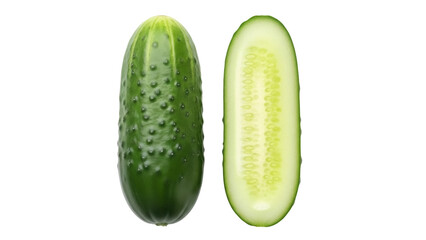 Isolated Cucumber Half, Fresh Vegetable, Garden Food for Market, Delicious Healthy Snack