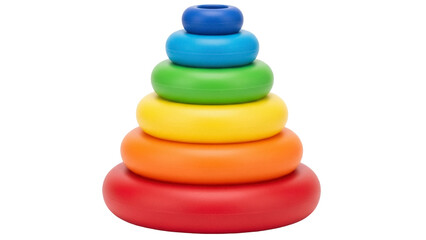 Isolated colorful stacking rings toy, developmental learning for baby and toddler growth