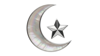 Isolated Crescent and Star Emblem, Elegant Ramadan Decoration, Muslim Culture and Religion