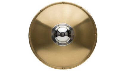 Isolated Viking shield, metal boss, and studs on rim for reenactment and theatrical prop