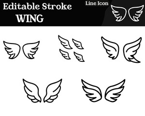 A clean minimalist wing icon with smooth curved feathers arranged in layered segments. Designed to convey freedom flight speed protection and inspiration, suitable for logos and decorative designs.