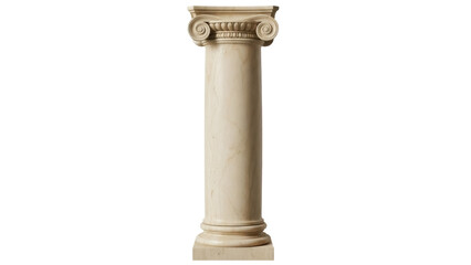 Isolated classical Greek column, beige or light brown color architectural element indoor