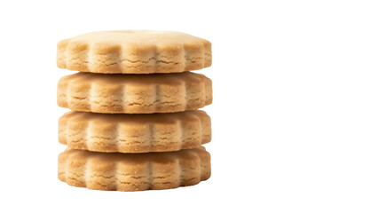 Isolated Stack of delicious golden shortbread cookies snacks sweet baked food biscuits treats