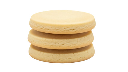 Isolated stack of three shortbread cookies for afternoon tea, snacks or dessert treats