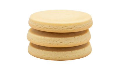 Isolated stack of three shortbread cookies for afternoon tea, snacks or dessert treats