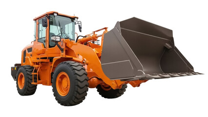 Isolated view of a heavy-duty front-end loader machine, equipment against a clean background