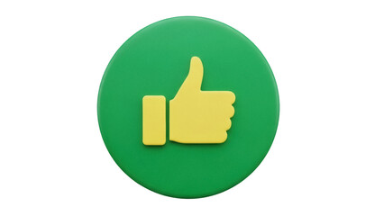 Isolated vibrant green thumbs up button in yellow like sign, agree symbol graphic art