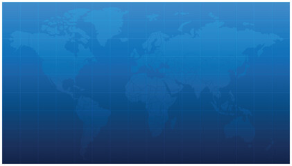 Blue world map background with global grid and gradient design