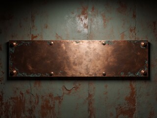 Fototapeta premium Blank signboard made of corroded copper, mockup design.